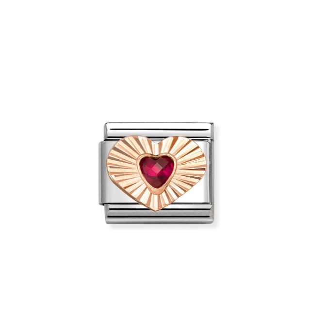 NOMINATION Rose Heart Red Heart CZ Charm 430610-005