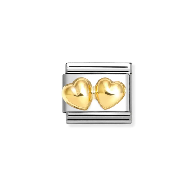 NOMINATION 18k Gold Double Heart Charm 030116/23