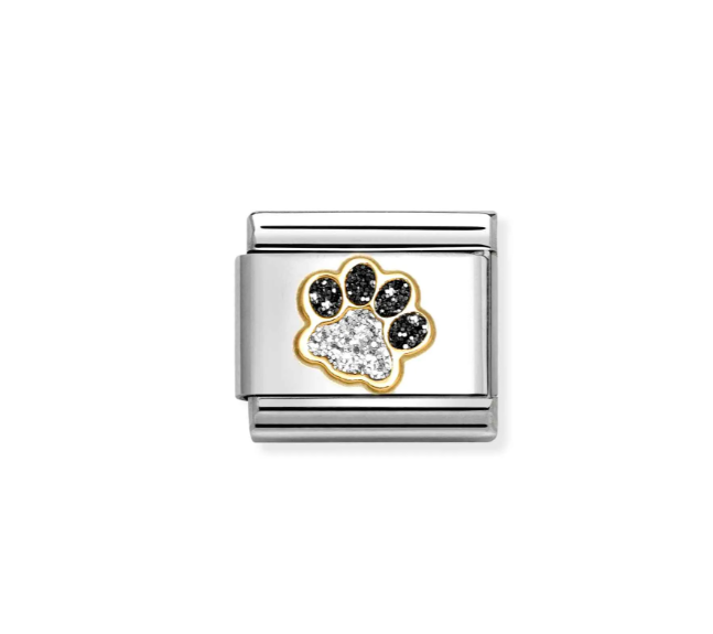 NOMINATION 18k Gold Glitter Paw Print Charm 030220/22