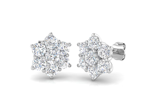 9ct Gold Lab Grown Diamond Star Cluster Earrings
