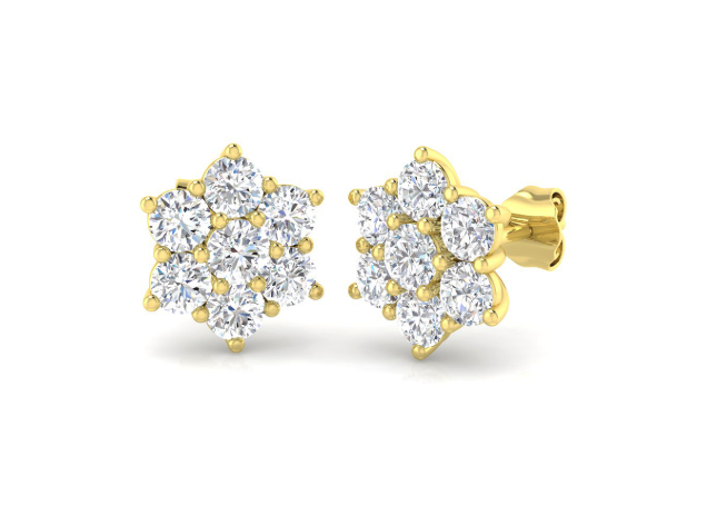 9ct Gold Lab Grown Diamond Star Cluster Earrings