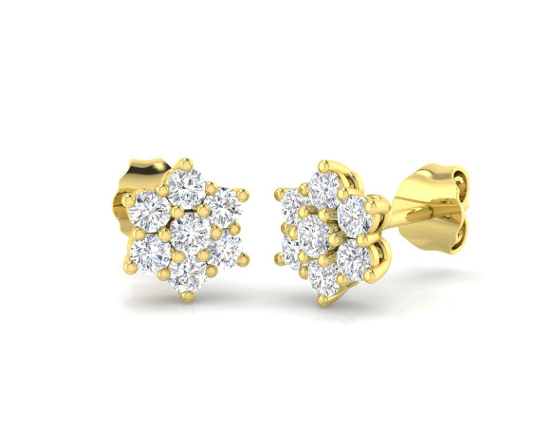 9ct Gold Lab Grown Diamond Star Cluster Earrings