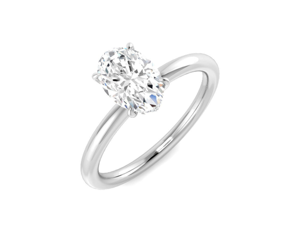 Platinum Lab Grown Diamond Hidden Halo Ring - Oval Cut