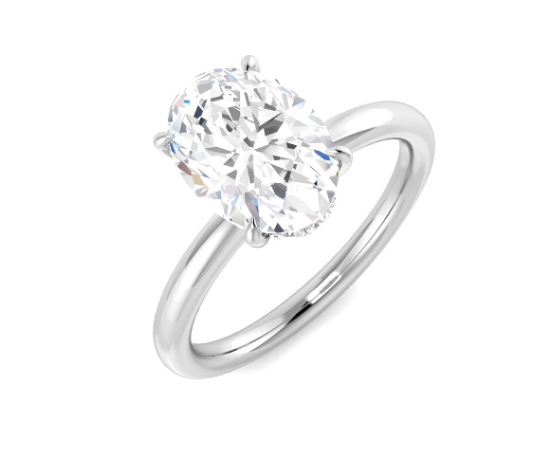 Platinum Lab Grown Diamond Hidden Halo Ring - Oval Cut