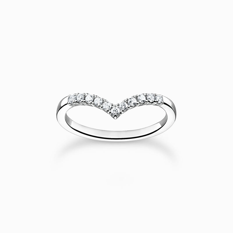 Thomas Sabo Ring V-shape with white stones silver TR2394-051-14