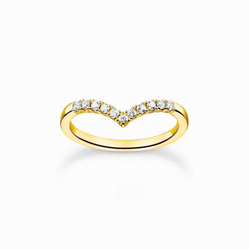 Thomas Sabo Ring V-shape with white stones gold TR2394-414-14