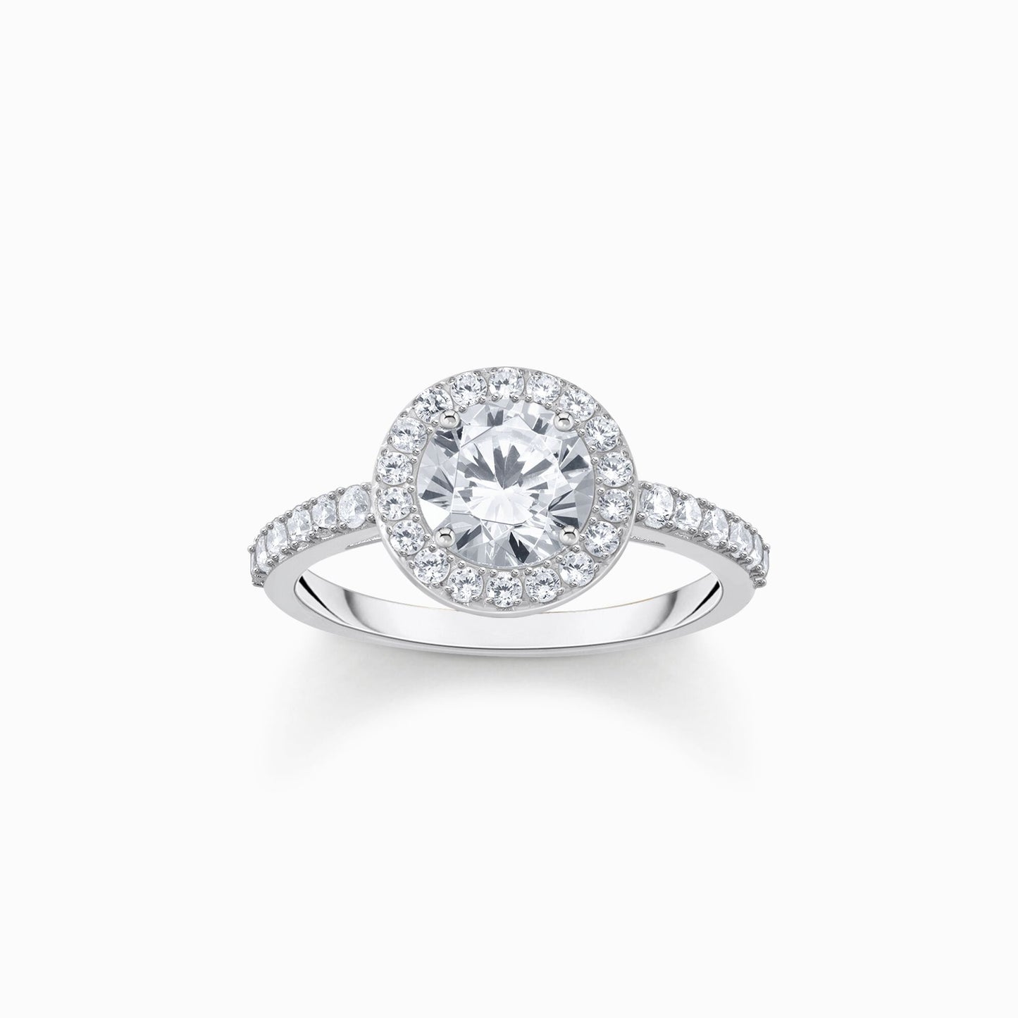 Thomas Sabo Silver halo ring with white zirconia in brilliant cut TR2475-051-14