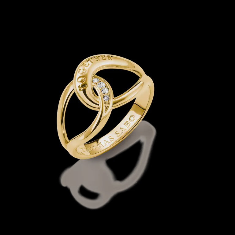 Thomas Sabo Ring Together with white zirconia 18k gold plated TR2547-M01-14