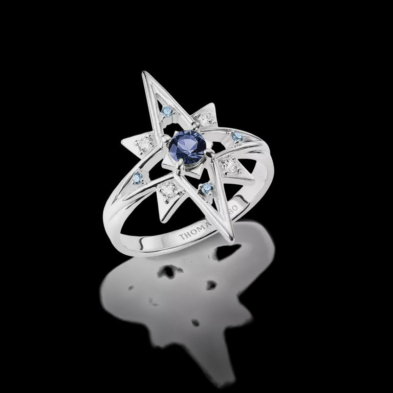 Thomas Sabo Star Ring with blue stones Sterling Silver TR2550-166-1