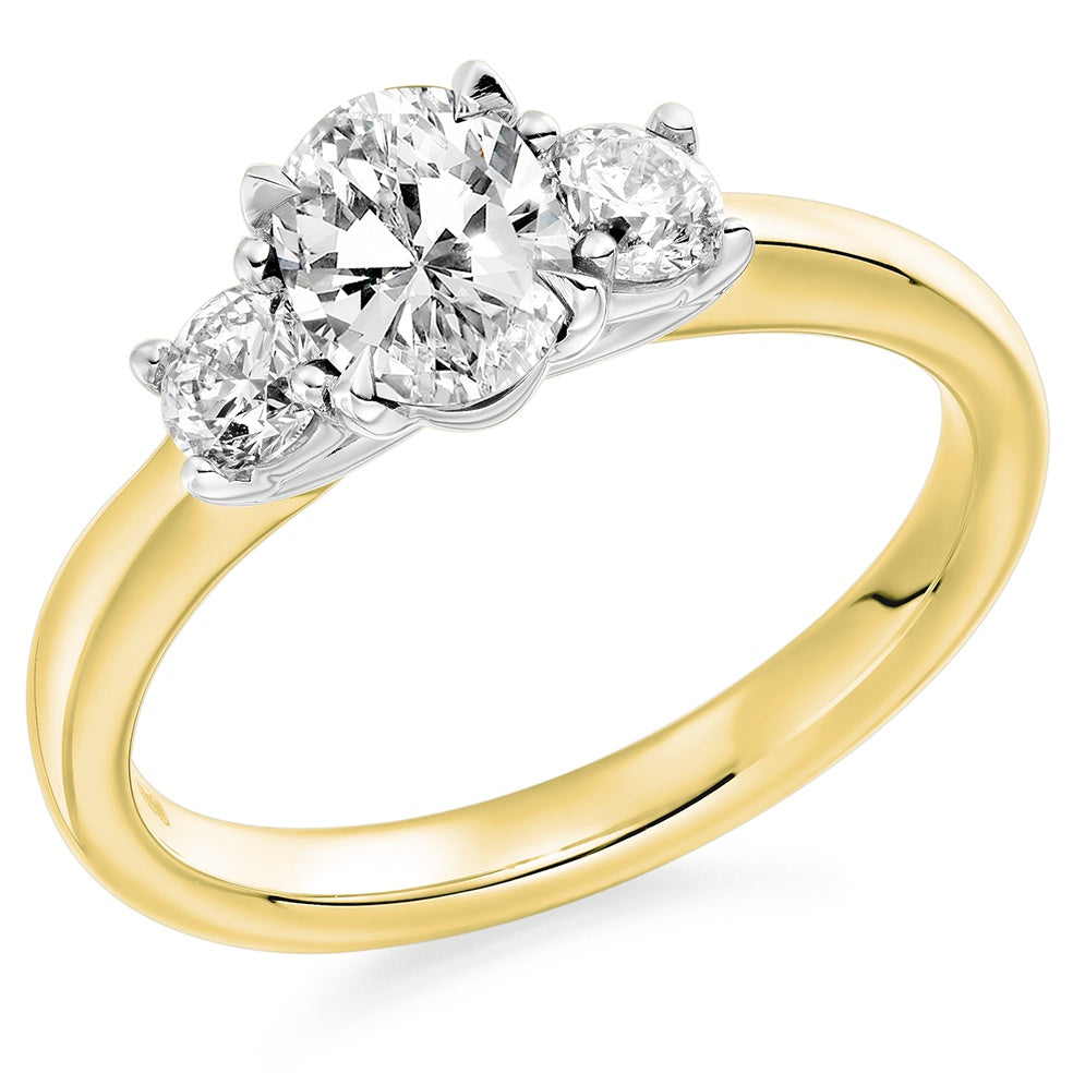 18ct Gold & Platinum Diamond Trilogy Ring 1.04ct