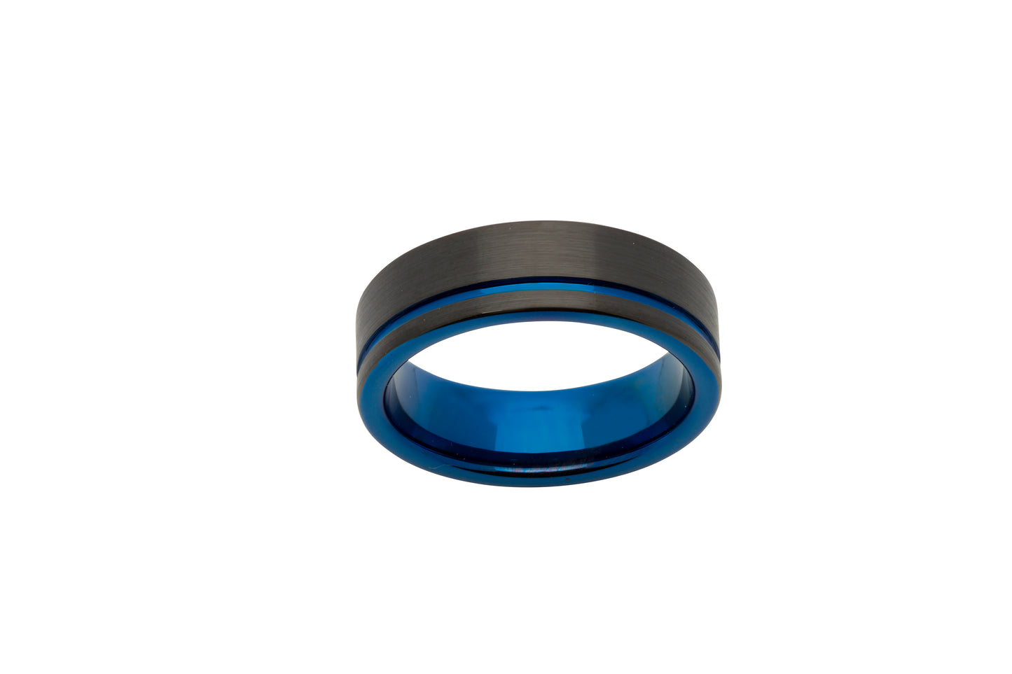 Unique & Co Tungsten Carbide Ring Black/Blue IP Plating 7mm TUR-58