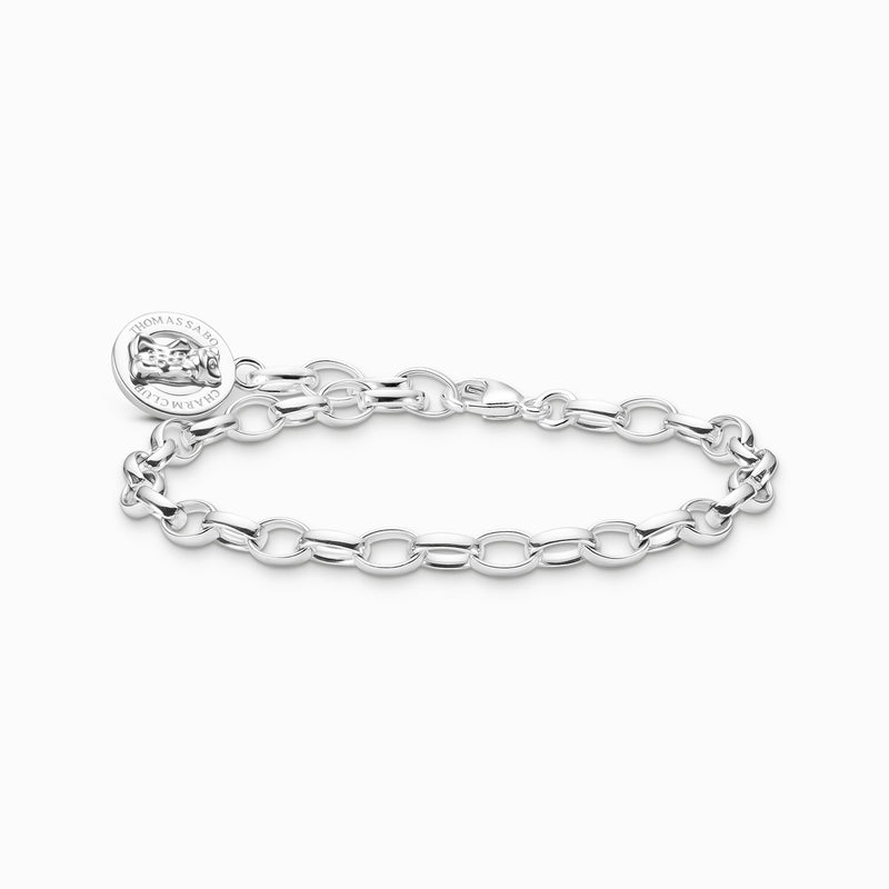 Thomas Sabo Silver charm bracelet with goldbears logo ring X0291-001-21-L17