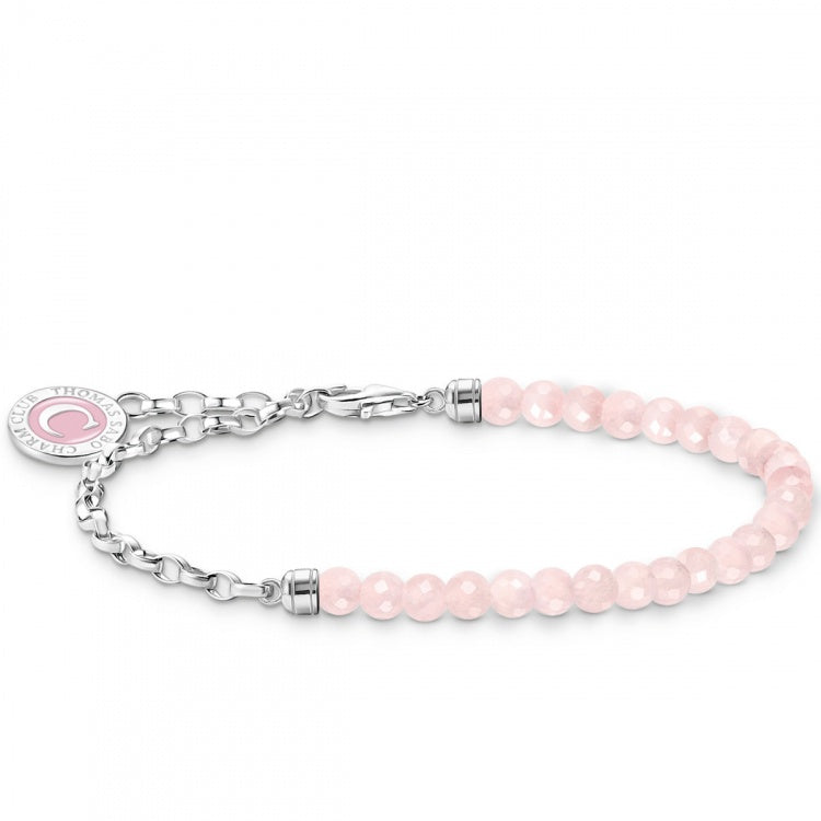 THOMAS SABO Silver Rose Quartz Bead Charm Bracelet A2130-067-9