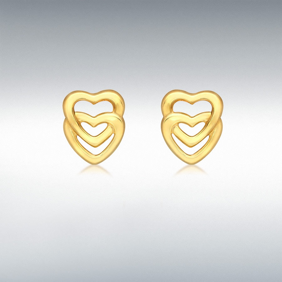 9ct Yellow Gold 7mm x 9mm Entwined-Hearts Stud Earrings 1.55.7529