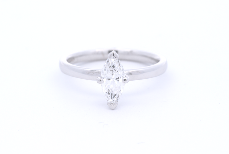 18ct Gold Marquise Cut Diamond Solitaire Ring - AJS100