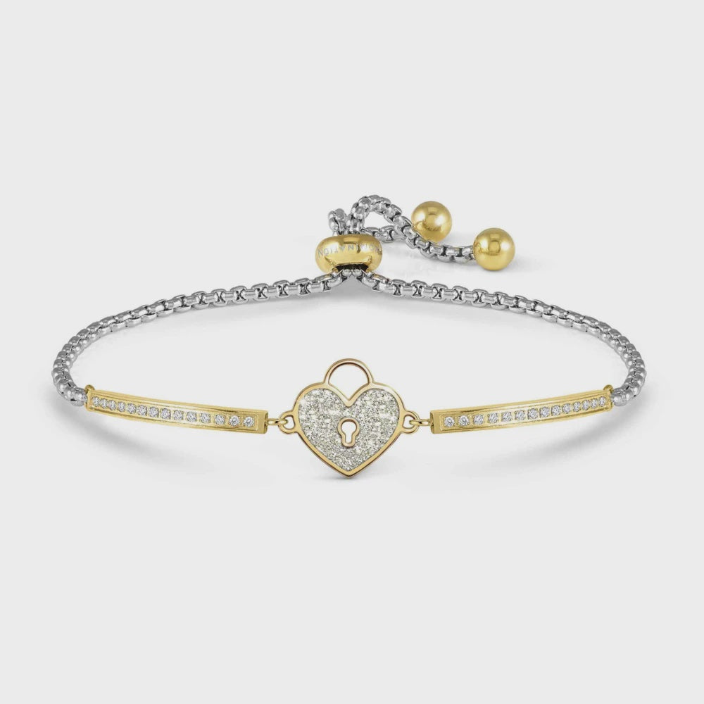Nomination Milleluci Bracelet, Ed. Beloved, In Steel, Glitter, And Cubic Zirconia (rich Gold) Wind Rose 028030-019