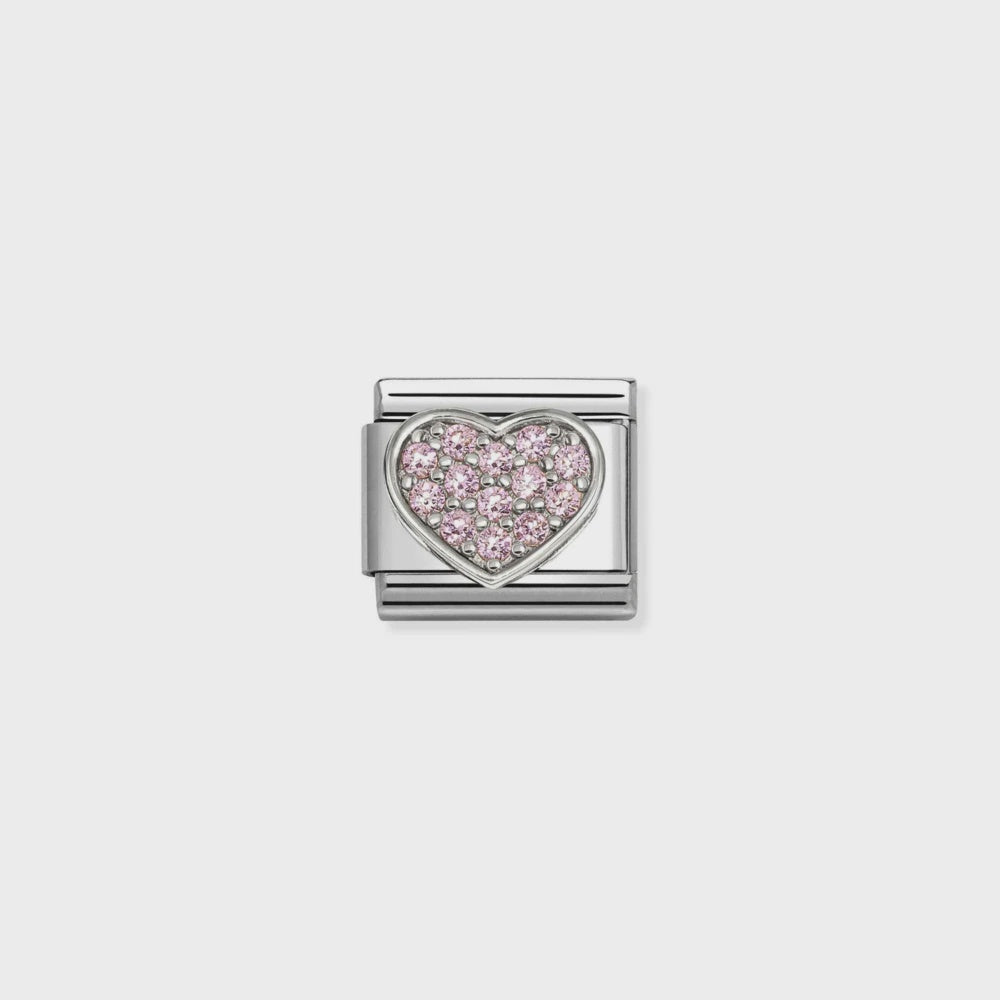 Nomination Symbols Steel, Cz And 925 Sterling Silver Rich Pink Heart 330322-25