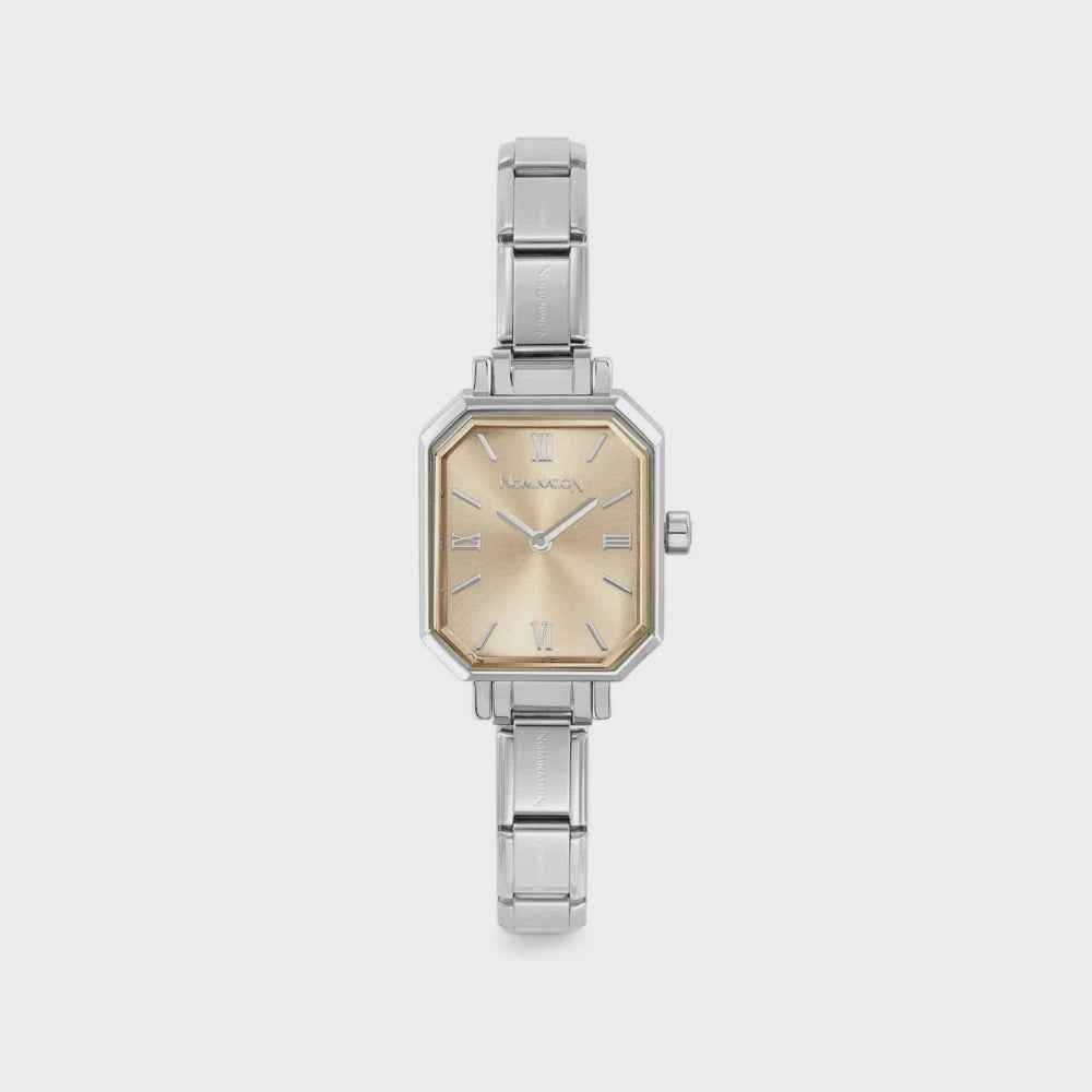 Nomination Paris Rectangular Steel Watch New Yellow Gold 076037-038
