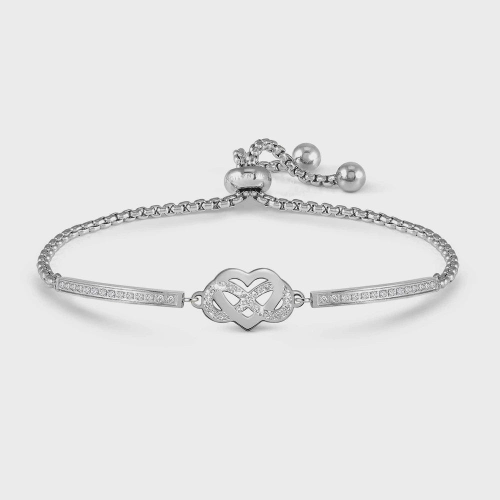 Nomination Milleluci Bracelet, Ed. Beloved, In Steel, Glitter, And Cubic Zirconia Infinity Heart 028028-035