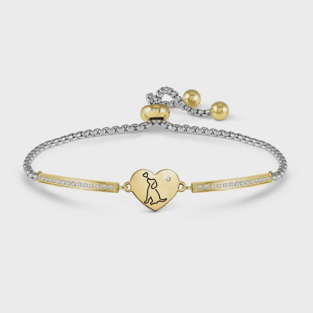 Nomination Milleluci Bracelet, Ed. Refined, In Steel And Cubic Zirconia (rich Gold) Engraved Dog 028018-079