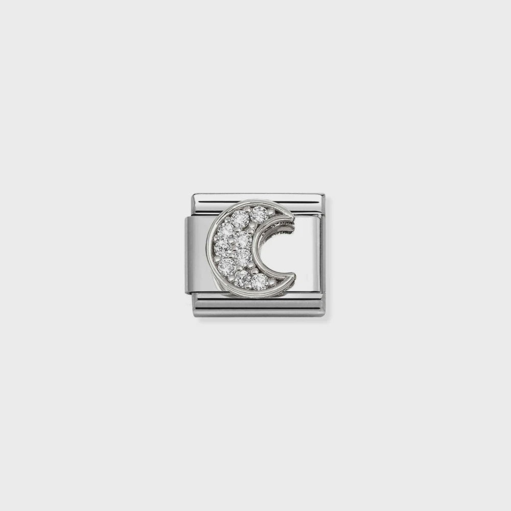 Nomination Steel, Cz And 925 Sterling Silver Rich White Moon 330322-30