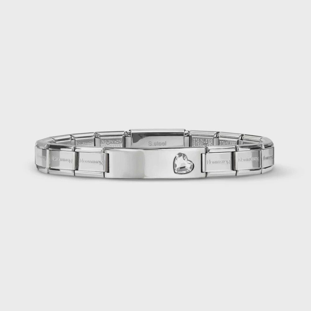 Nomination Trendsetter And Heart Bracelets In Steel And Stone On A Plate Heart 021159/022