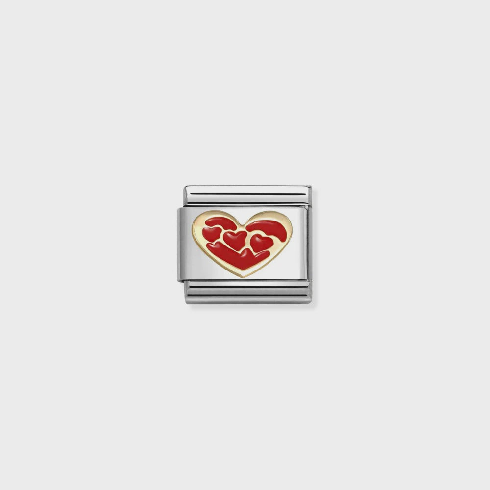 Nomination Love 2 Stainless Steel, Enamel And 18k Gold Heart Hearts Within A Red Heart 030283-35
