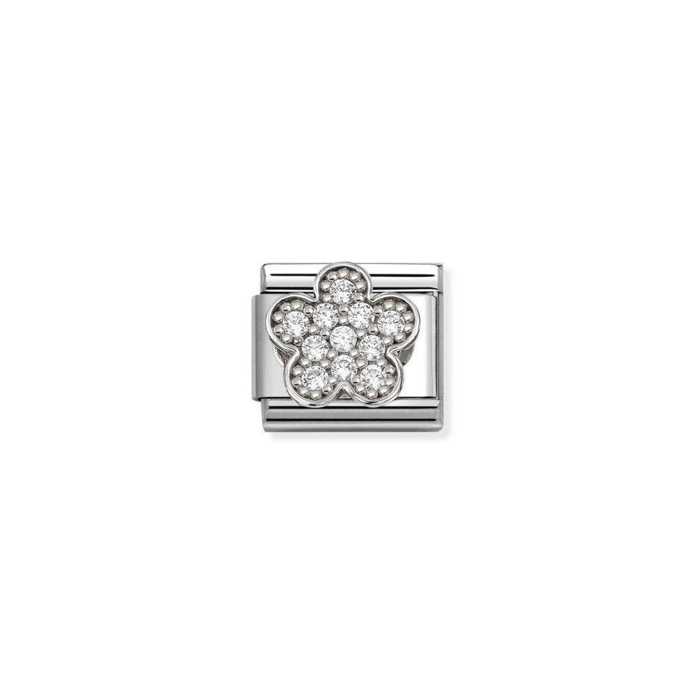 Nomination Steel, Cz And 925 Sterling Silver Rich White Flower 330322-31