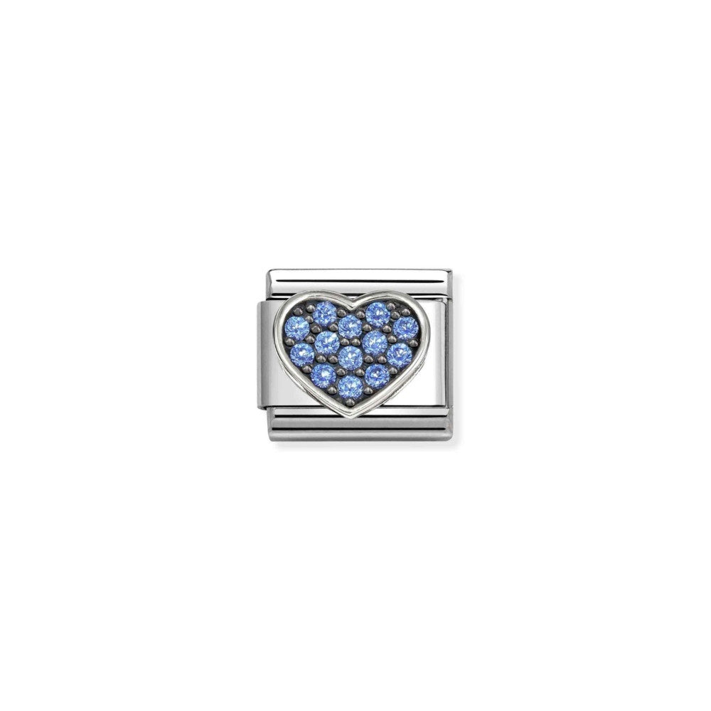 Nomination Steel, Cz And 925 Sterling Silver Rich Light Blue Heart 330322-28