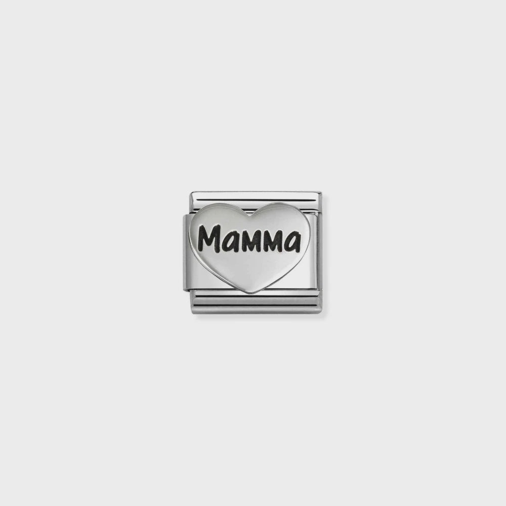 Nomination Oxidized Symbols In Steel And 925 Sterling Sterling Silver Mamma Heart New 330114-27