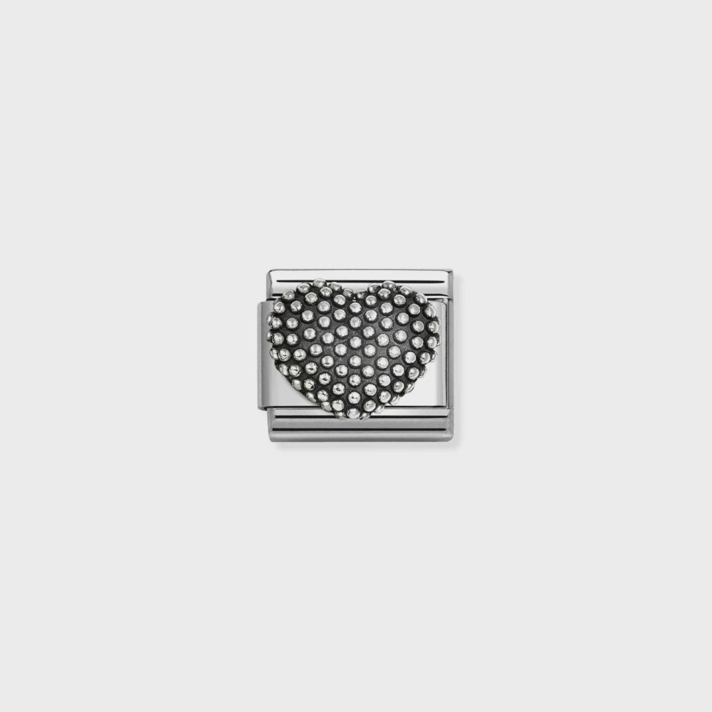 Nomination Oxidized Symbols In Steel And 925 Sterling Sterling Silver Ballpoint Heart New 330114-28