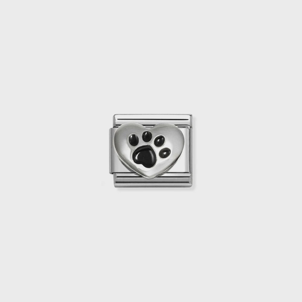 Nomination Stainless Steel, Enamel And 925 Sterling Silver Black Footprint Heart 330204-51