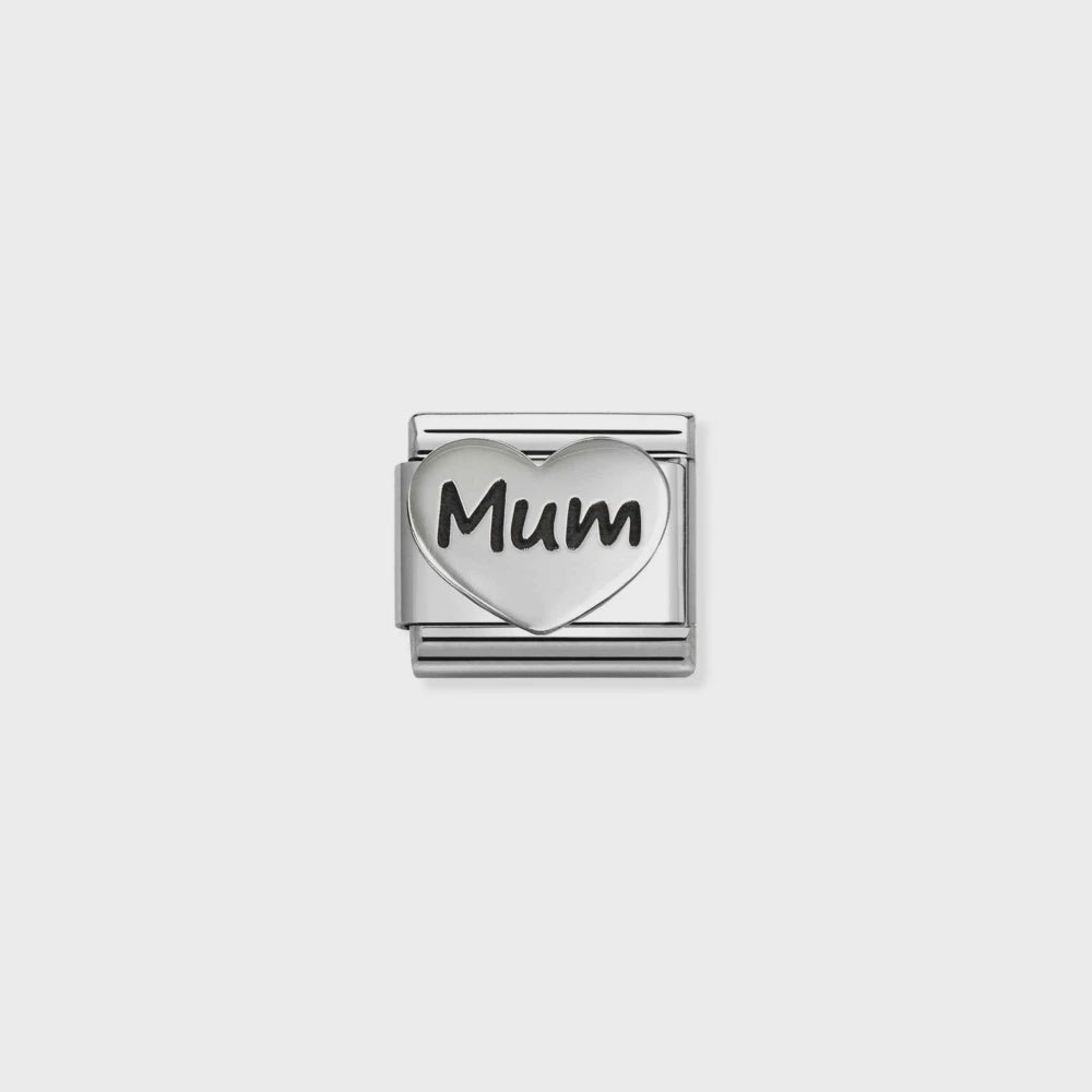 Nomination Oxidized Symbols In Steel And 925 Sterling Sterling Silver Mum Heart New 330114-22