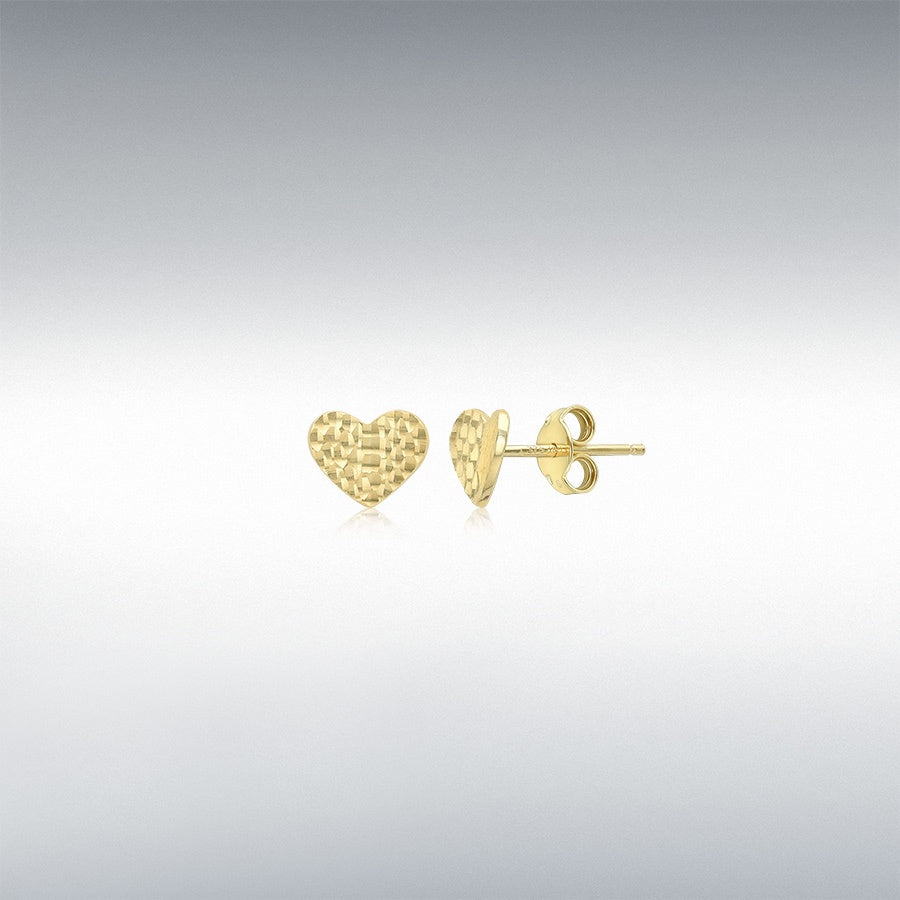 9ct Yellow Gold 9mm x 7mm Diamond-Cut Curved -'Heart' Stud 1.55.9059