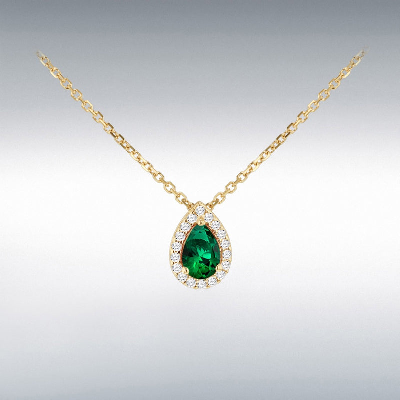 9ct Gold Green Cubic Zirconia Necklace