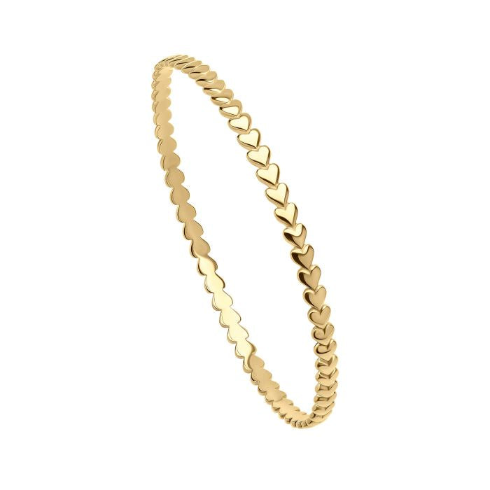Gold Plated heart Sequence Bangle 4mm B5572