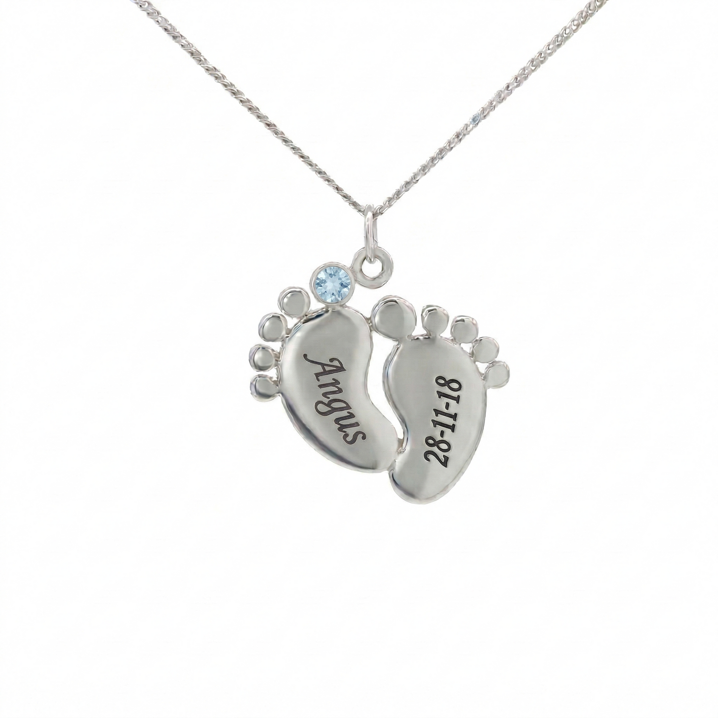 Sterling Silver Baby Feet Pendant With Cubic Zirconia MSP17