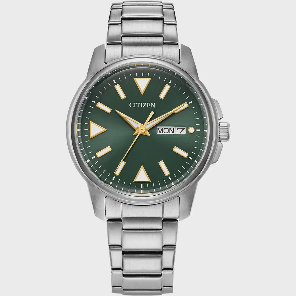 Citizen Watch S/S Green Dial with Gold Tone hands BM8180-71W
