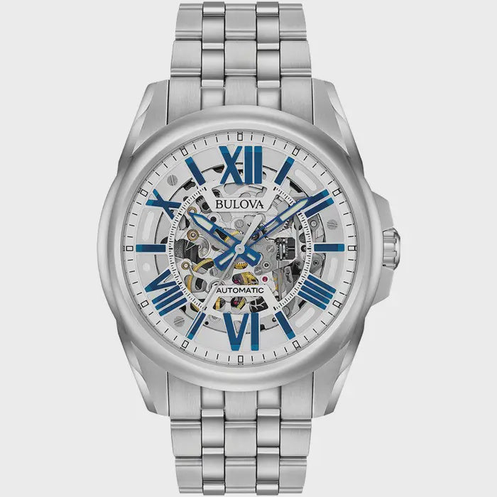 Bulova S/S Automatic Watch with Blue 96A187