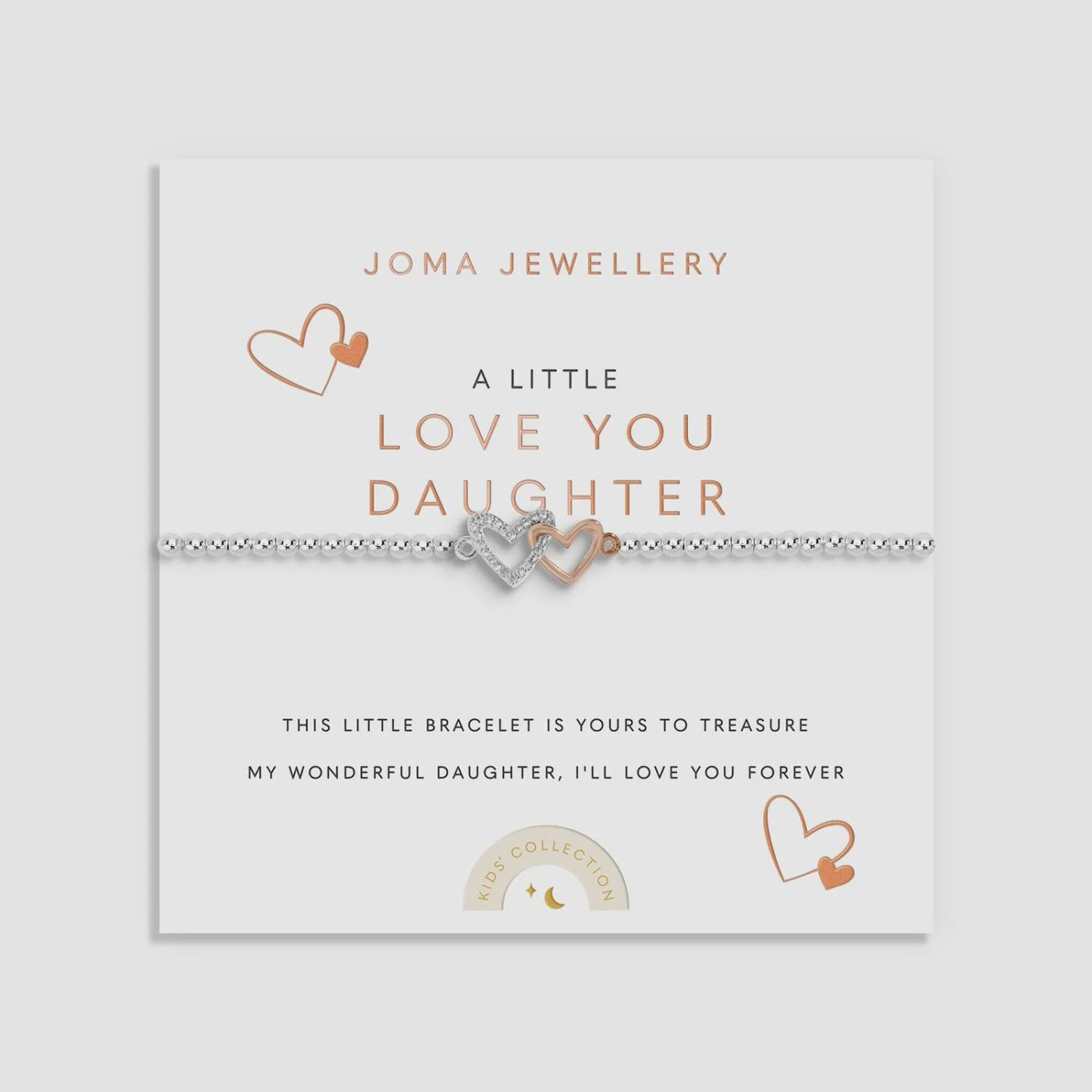 Joma Kids' A Little 'Love You Daughter' Bracelet In Silver and Rose Gold Plating C1105