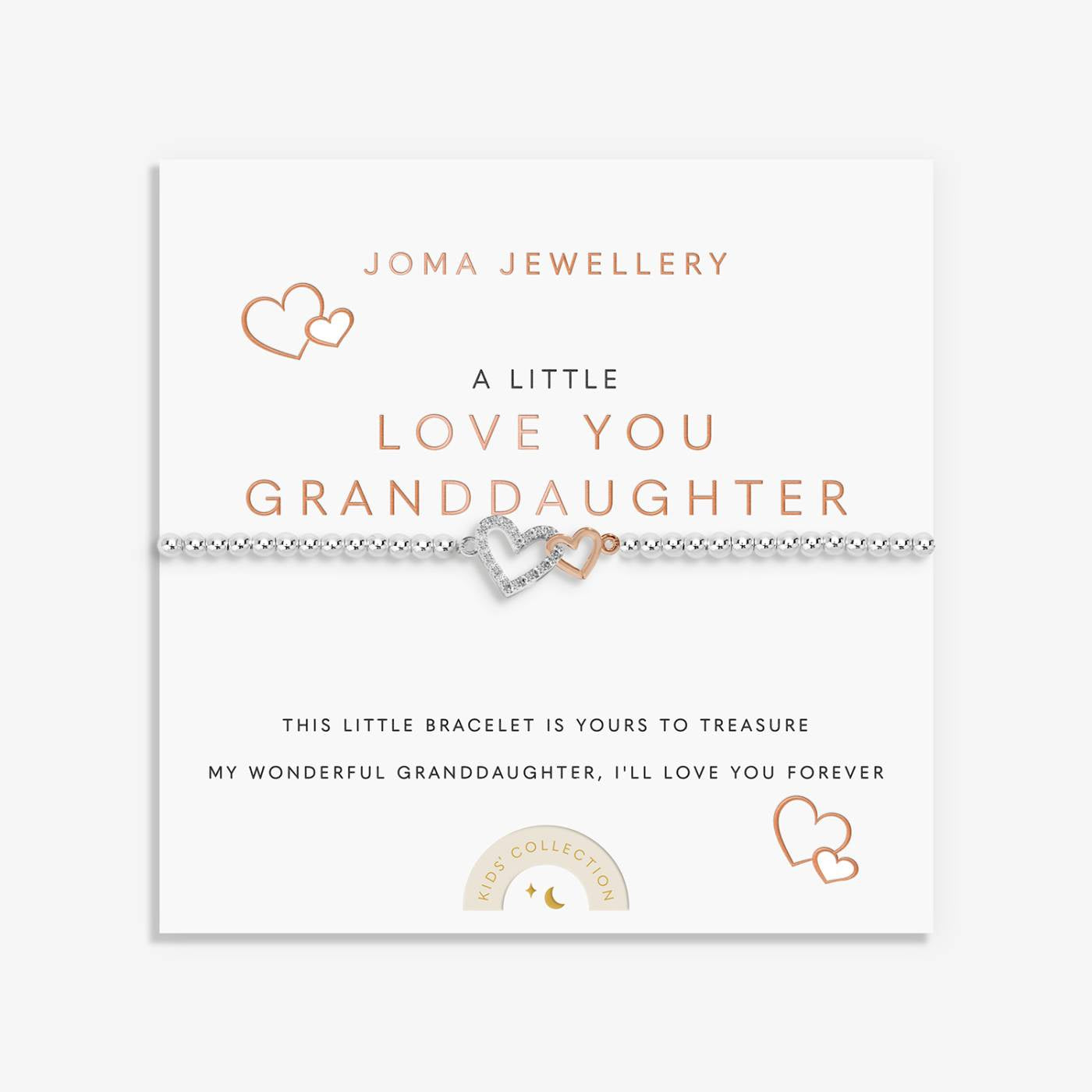 Joma Kids' A Little 'Love You Granddaughter' Bracelet In Silver and Rose Gold Plating C1106