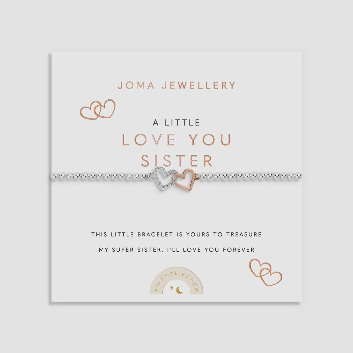 Joma Kids' A Little 'Love You Sister' Bracelet In Silver and Rose Gold Plating C1107