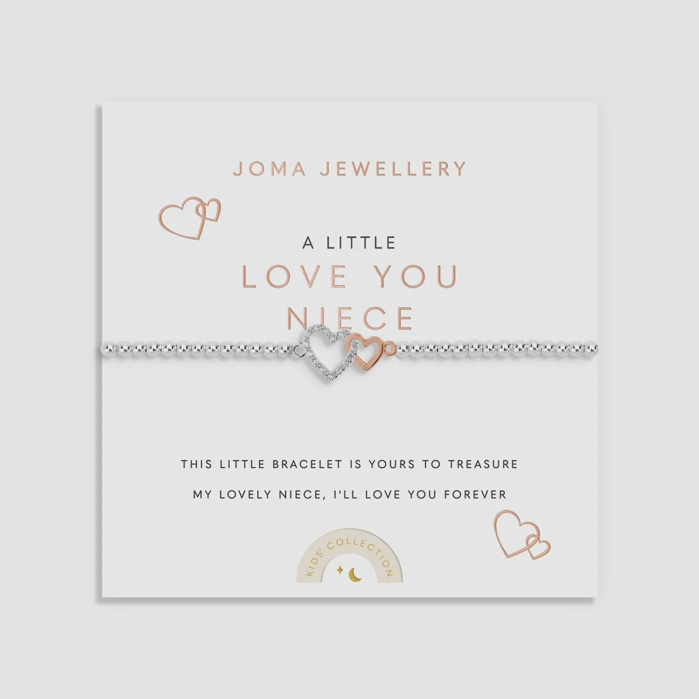 Joma Kids' A Little 'Love You Niece' Bracelet In Silver and Rose Gold Plating C1110