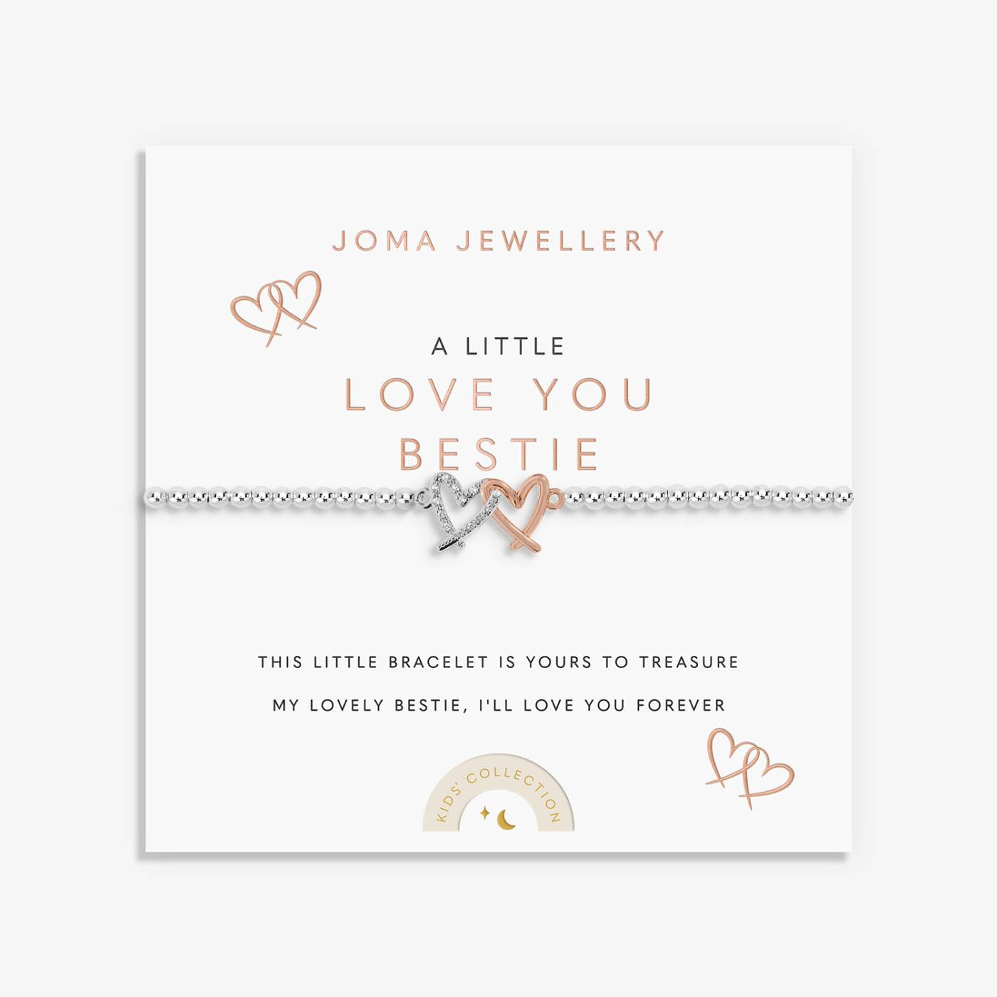 Joma Kids' A Little 'Love You Bestie' Bracelet In Silver and Rose Gold Plating C1111
