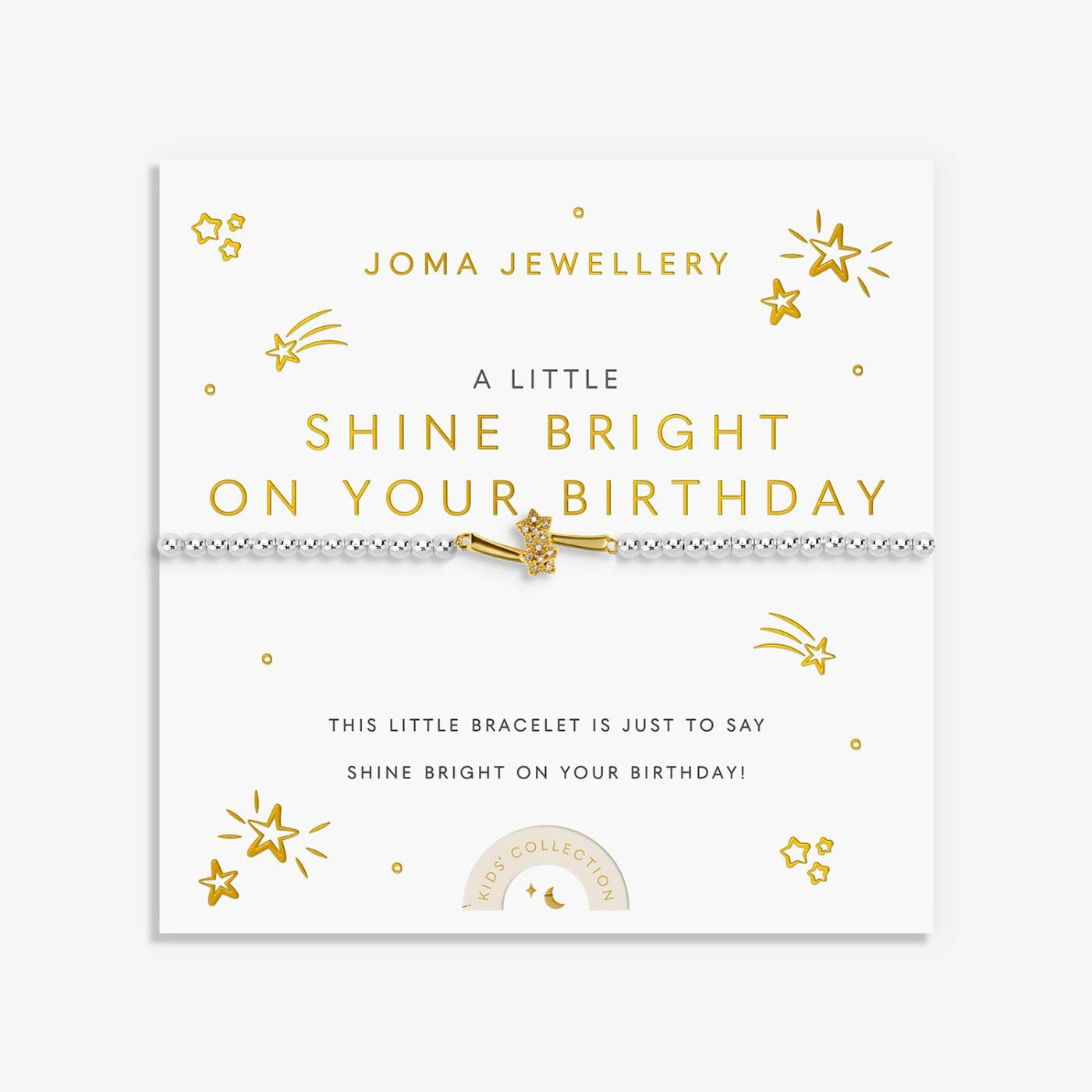 Joma Kids' A Little 'Shine Bright On Your Birthday' Bracelet In Silver and Gold Plating C1112