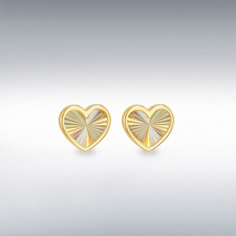 9ct Gold Mirror Cut Stud Earrings