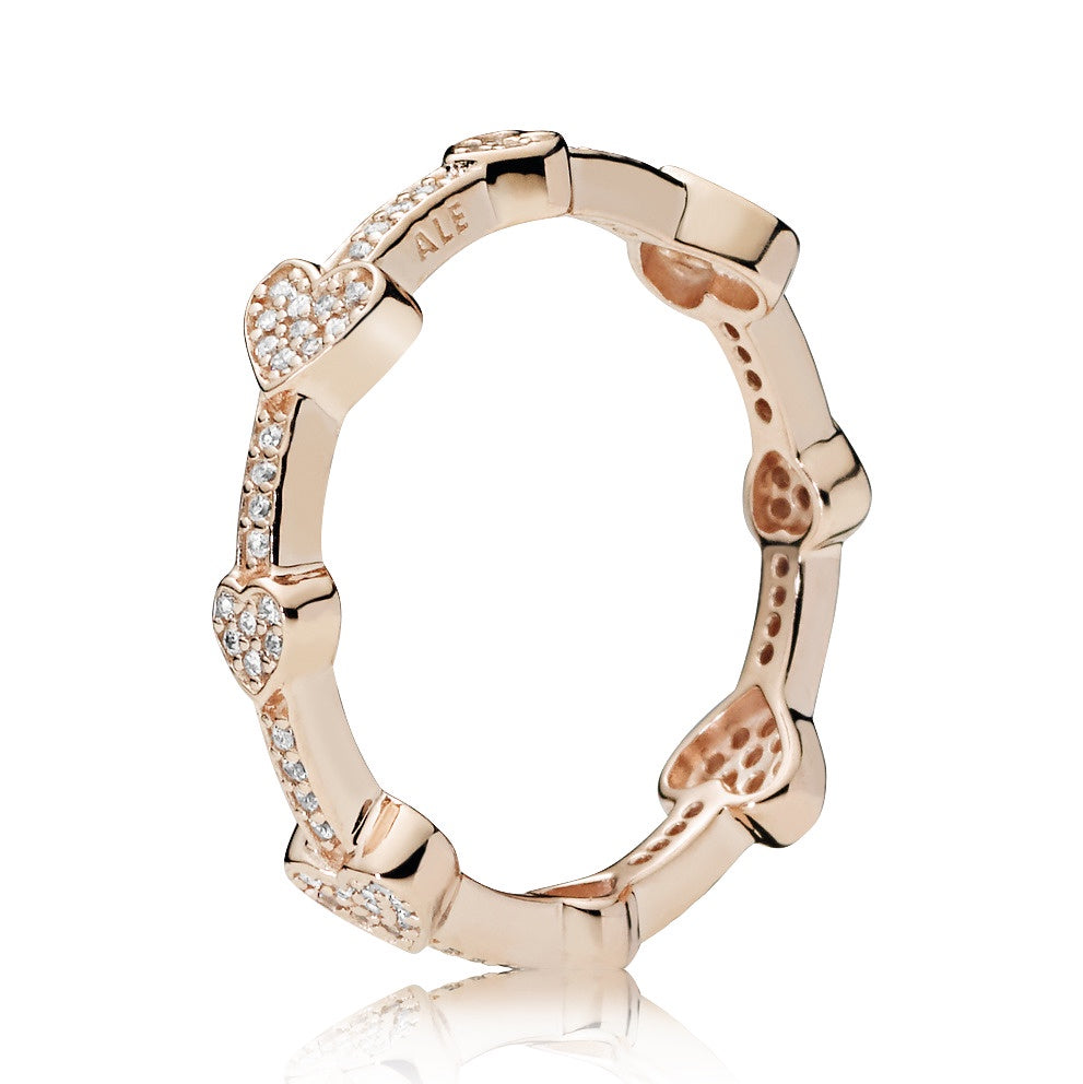 PANDORA Alluring Hearts Rose Ring 187729CZ-56