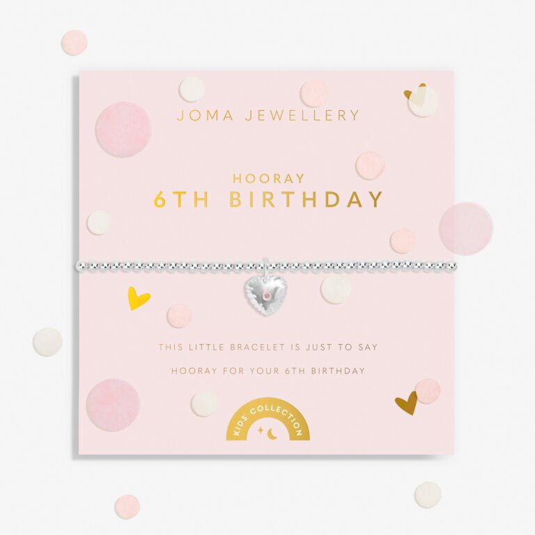 Joma Kids' Confetti A Little '6th Birthday' Bracelet In Silver Plating C832