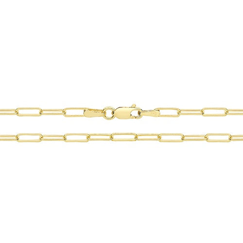 9ct Yellow Gold Paperclip Chain Bracelet 7"