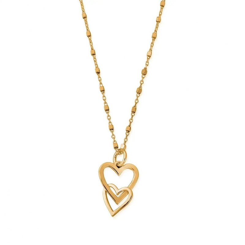 ChloBo Gold Plated Interlocking Love Heart Necklace GNDC1069